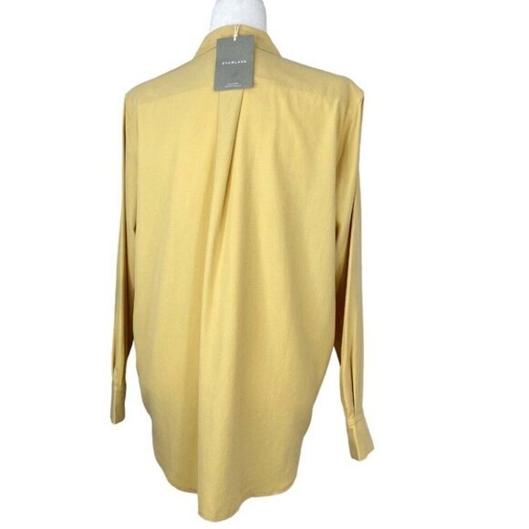 Everlane‎ Women's NWT Yellow Silk Relaxed Long Sleeve Designer Shirt 10/C46 - Picture 4 of 11